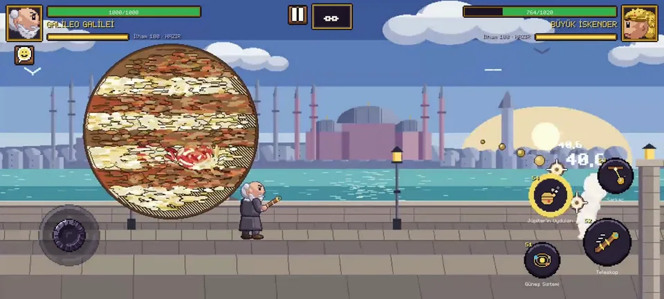 Galileo summons a giant Jupiter over the Istanbul shore.