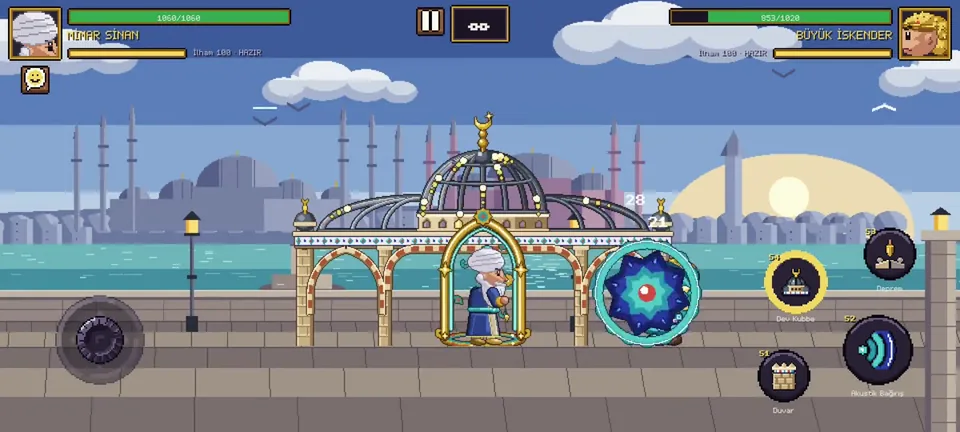 Mimar Sinan raises a great domed pavilion in the arena.